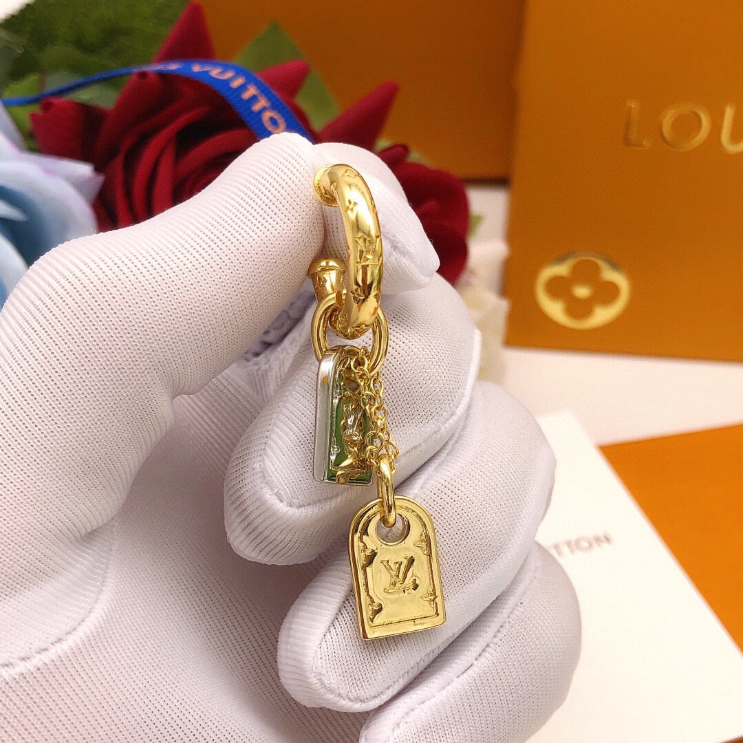 Geometric Emblem Stud Earrings in Gold-Tone – Design 003 main product view