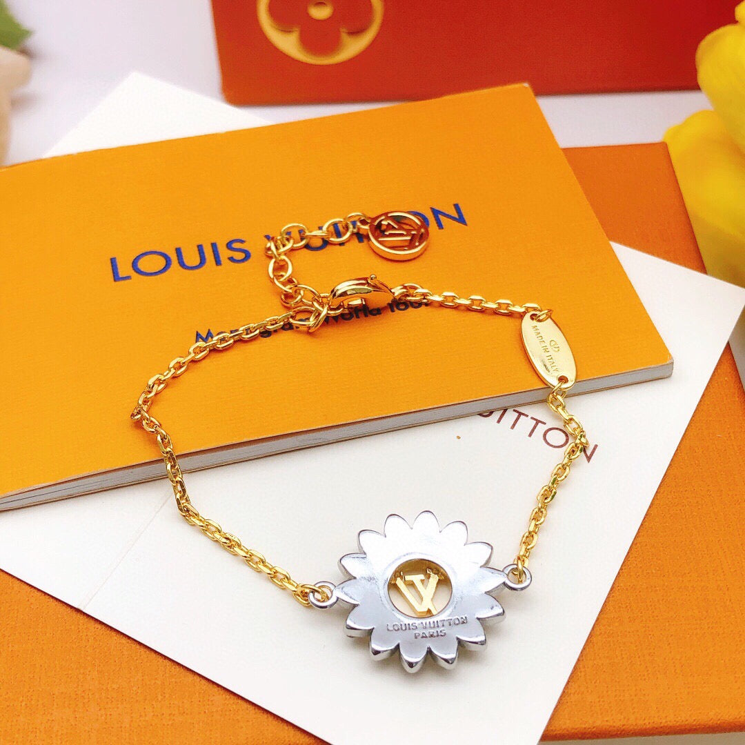 Sunflower Bracelet in Gold-Tone side detail