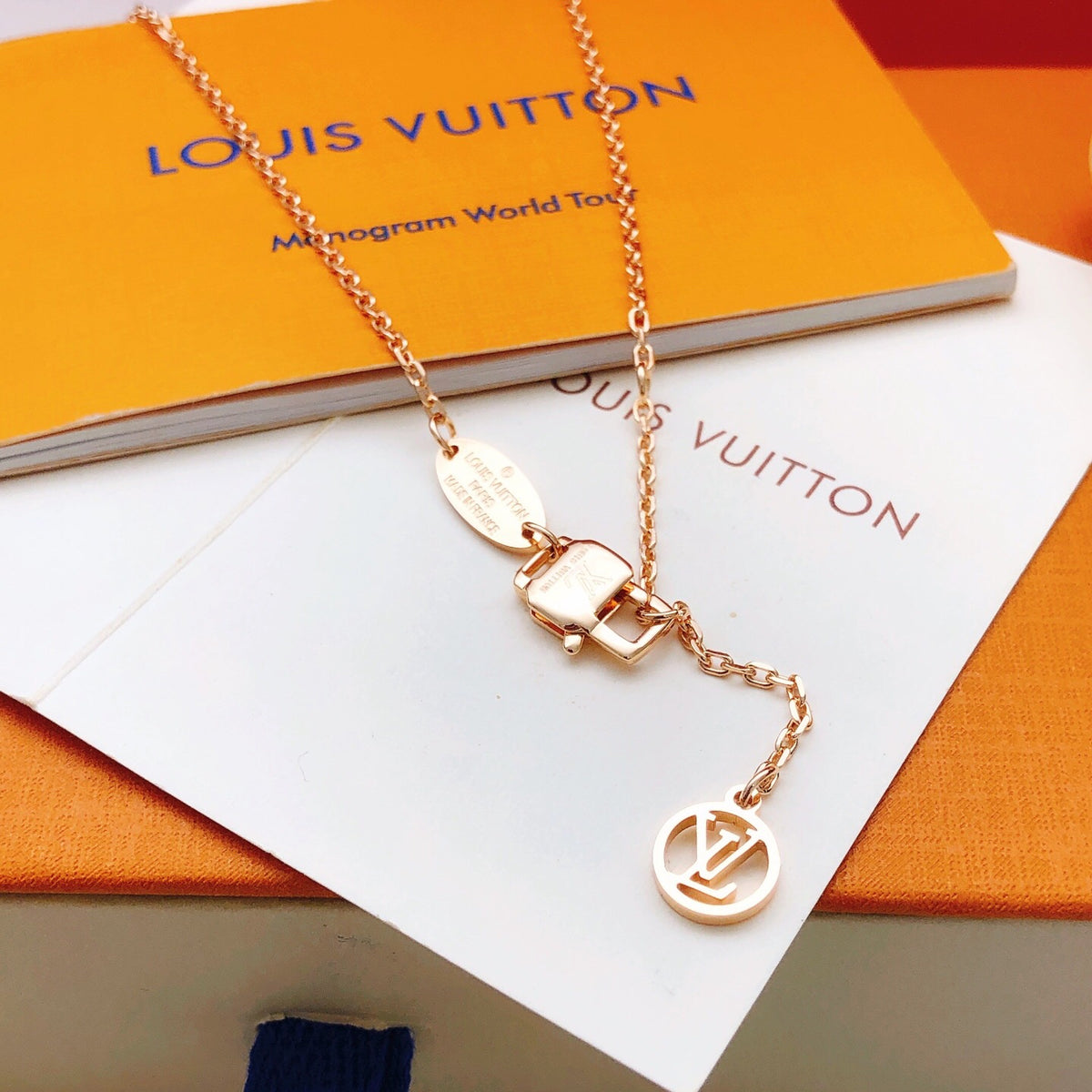 Geometric Emblem Pendant Necklace in Rose-Gold-Tone – Rose Gold Detail – Design 003 detail view