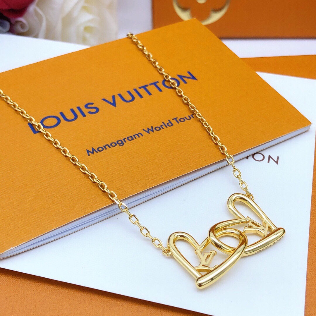 Heart Pendant Necklace in Gold-Tone – Design 001 front product view