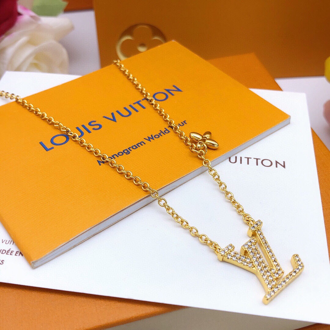Geometric Emblem Pendant Necklace in Gold-Tone – Design 004 main product view