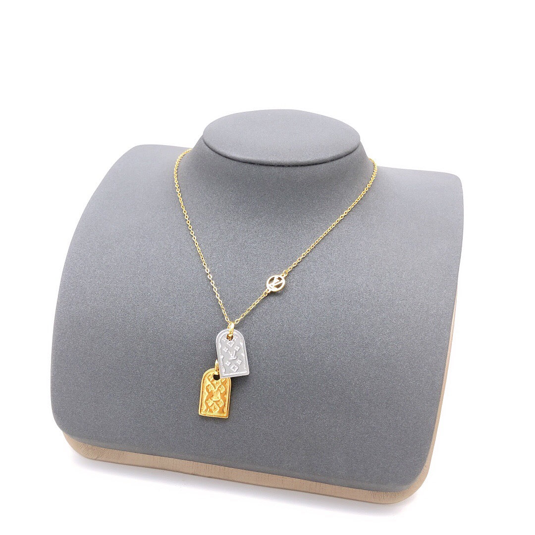 Geometric Emblem Pendant Necklace in Gold-Tone – Design 001 main product view