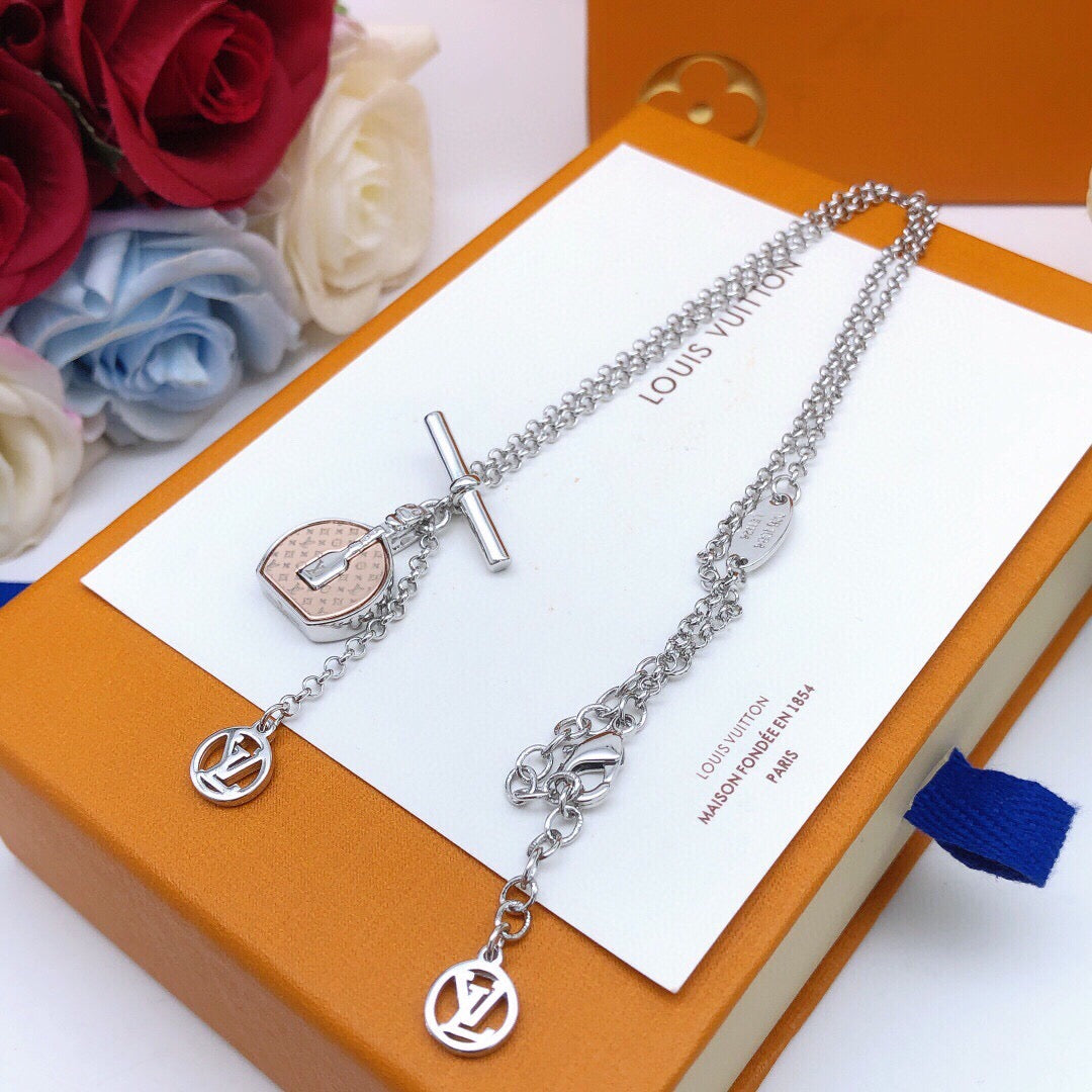 Bag Motif Pendant Necklace in Silver-Tone side detail