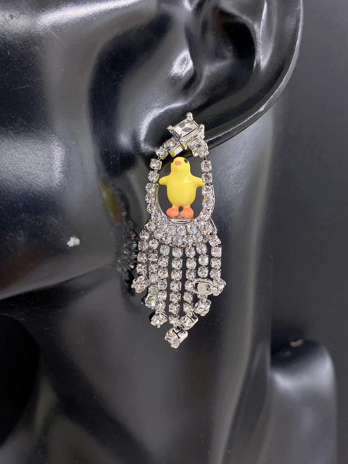 Duck Statement Earrings in Gold-Tone – Design 001 front product view