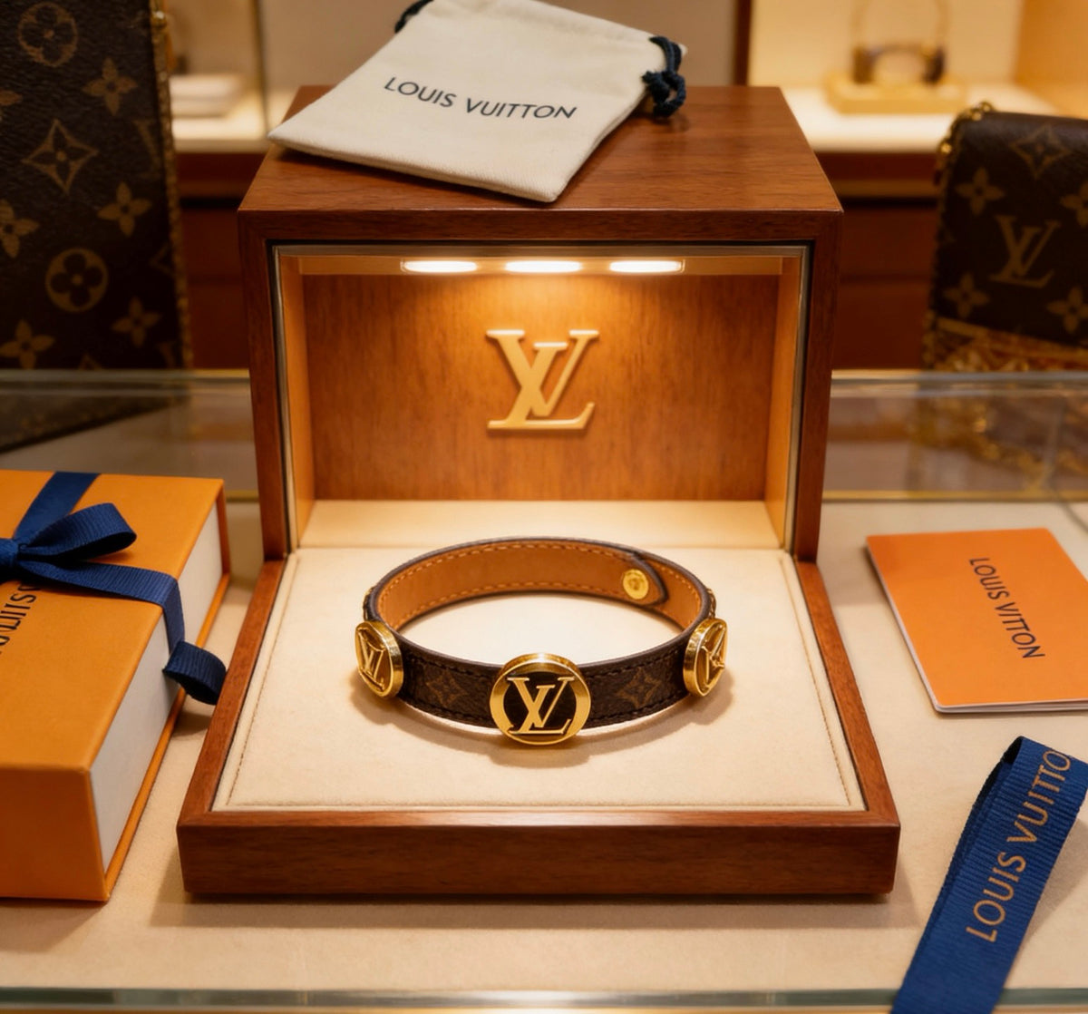 Geometric Emblem Leather-Detail Bracelet – Leather Detail – Design 005 side detail