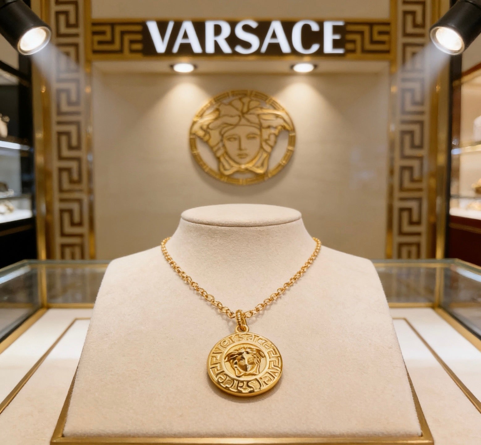 Medusa Head Pendant Necklace in Antique Silver-Tone – 60 cm main product view