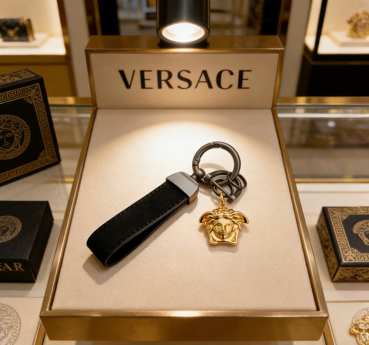 Statement Emblem Bag Charm Keychain with Distressed Finish – Streetwear – Design 04 detail view