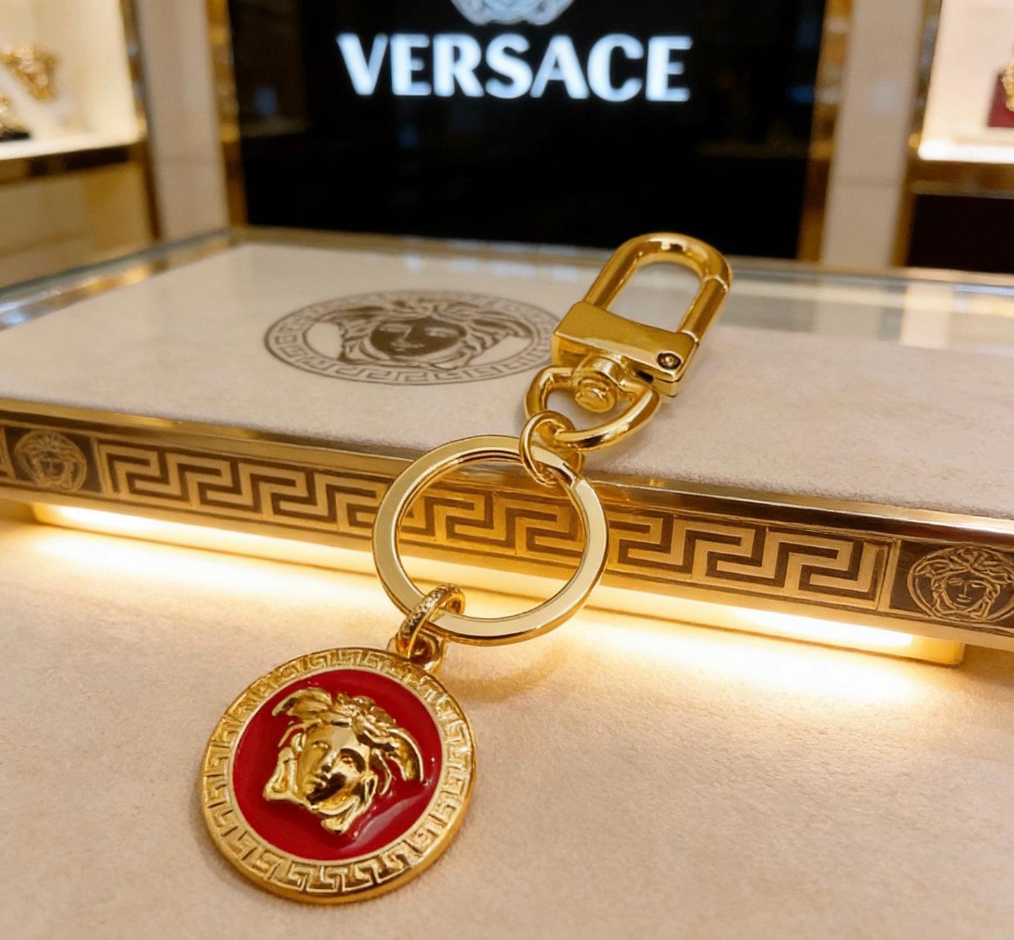 Statement Emblem Bag Charm Keychain with Distressed Finish – Streetwear – Design 02 front product view