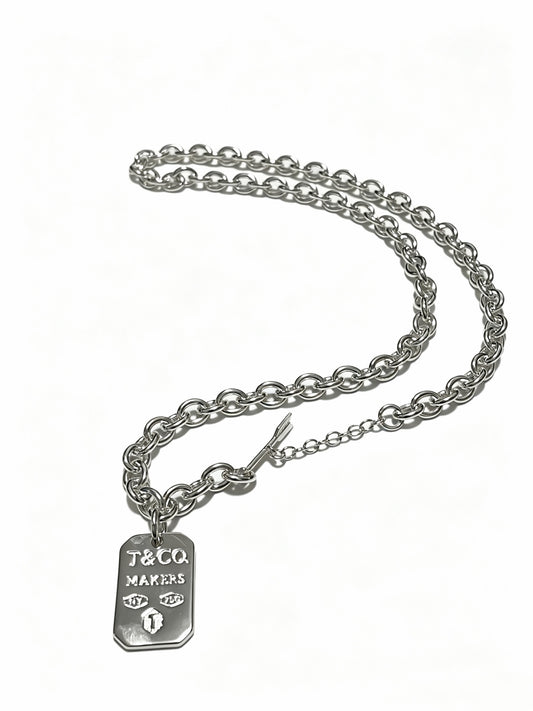 Signature Motif Pendant Necklace in Silver-Tone – Vintage Detail – Design 03 main product view