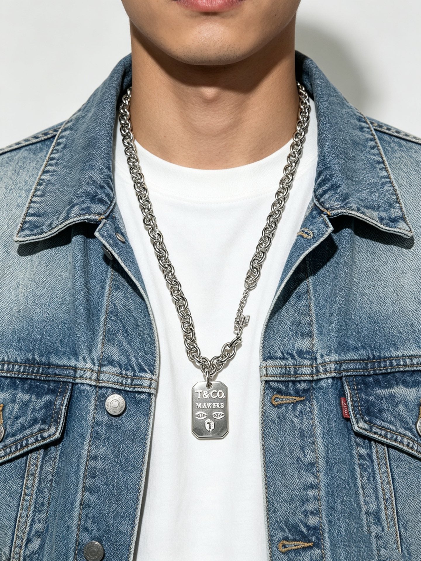 Signature Motif Pendant Necklace in Silver-Tone – Vintage Detail – Design 03 main product view