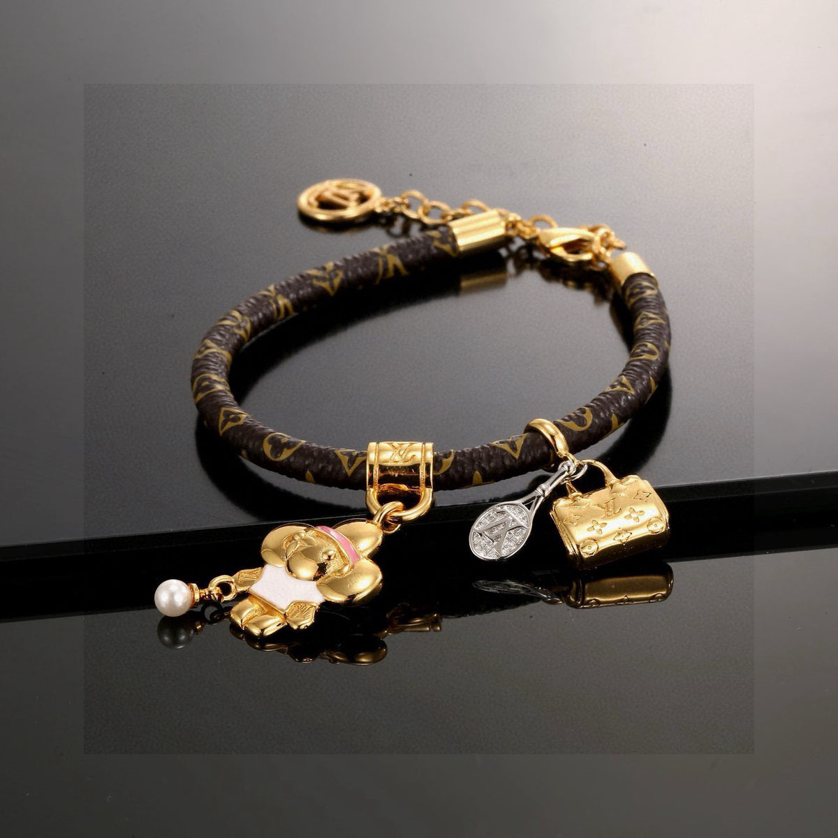 Floral Bangle in Polished Metal-Tone – Design 001 detail view
