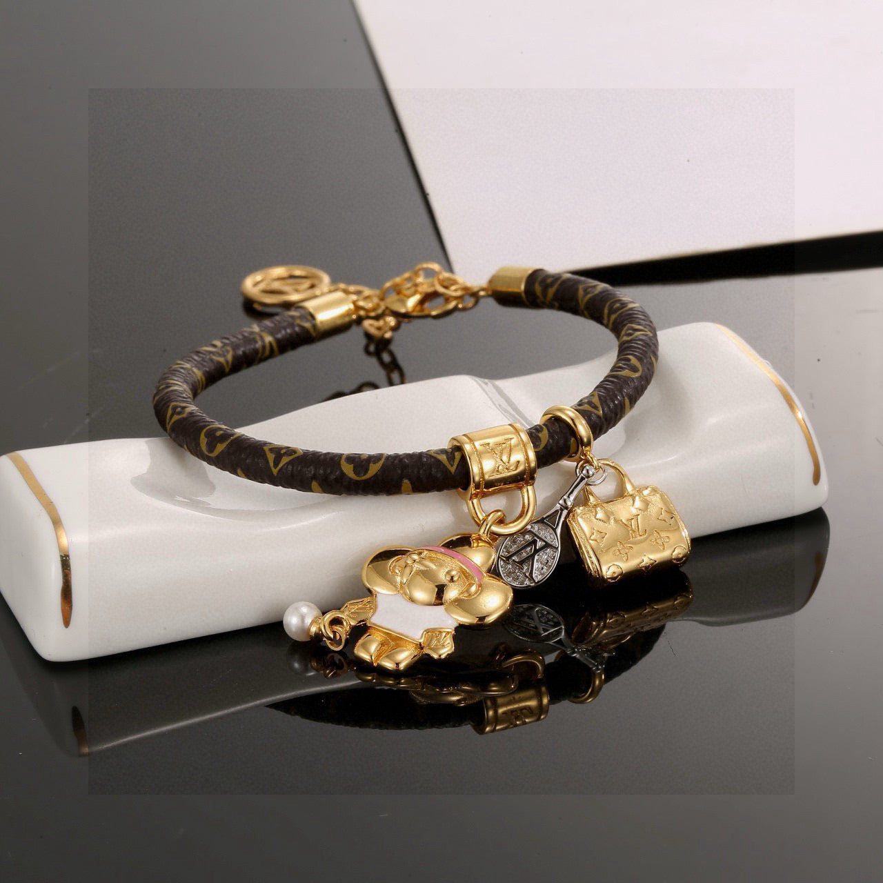 Floral Bangle in Polished Metal-Tone – Design 001 main product view