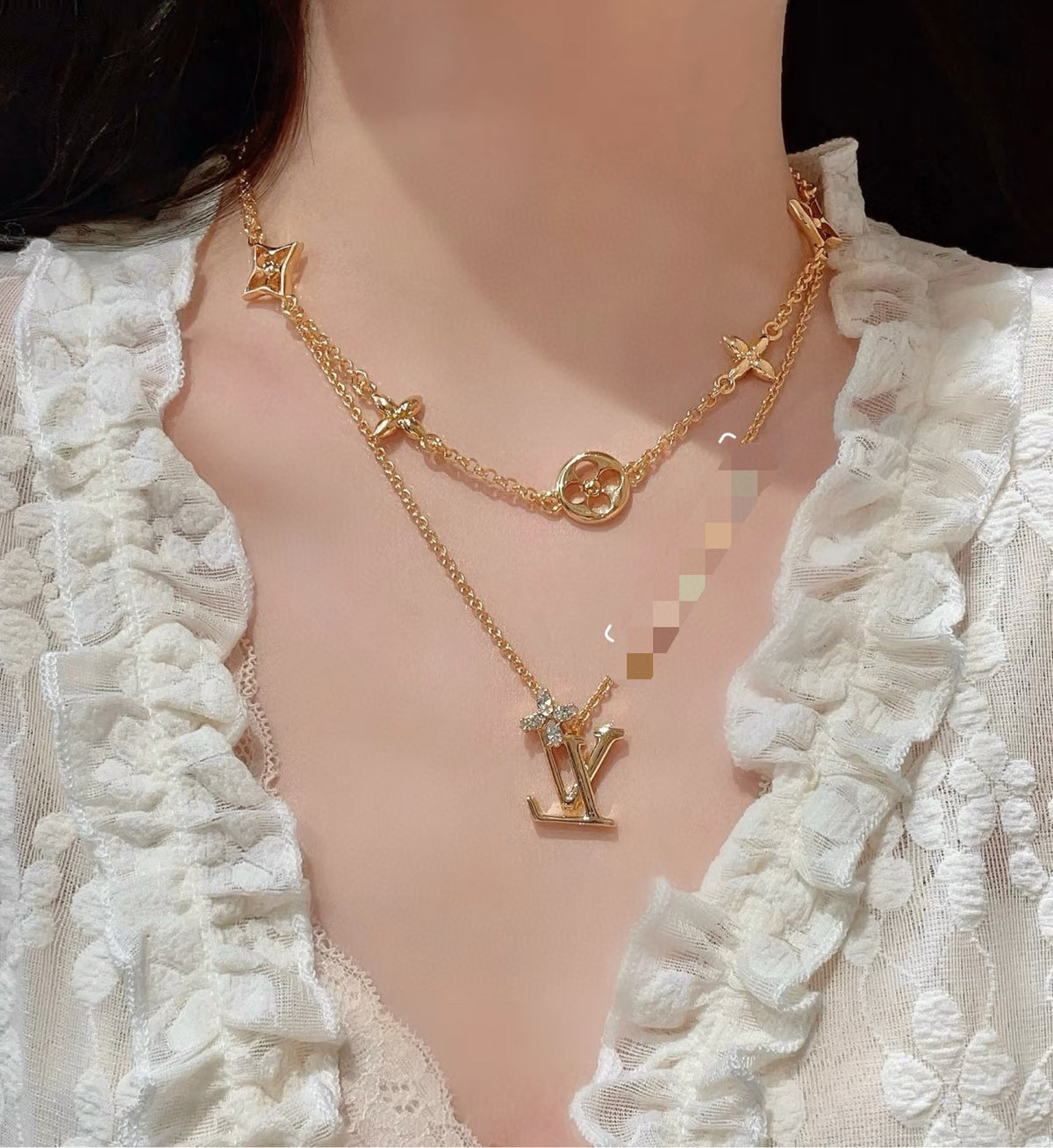 Letter Emblem Pendant Necklace in Polished Metal-Tone – Design 004 front product view