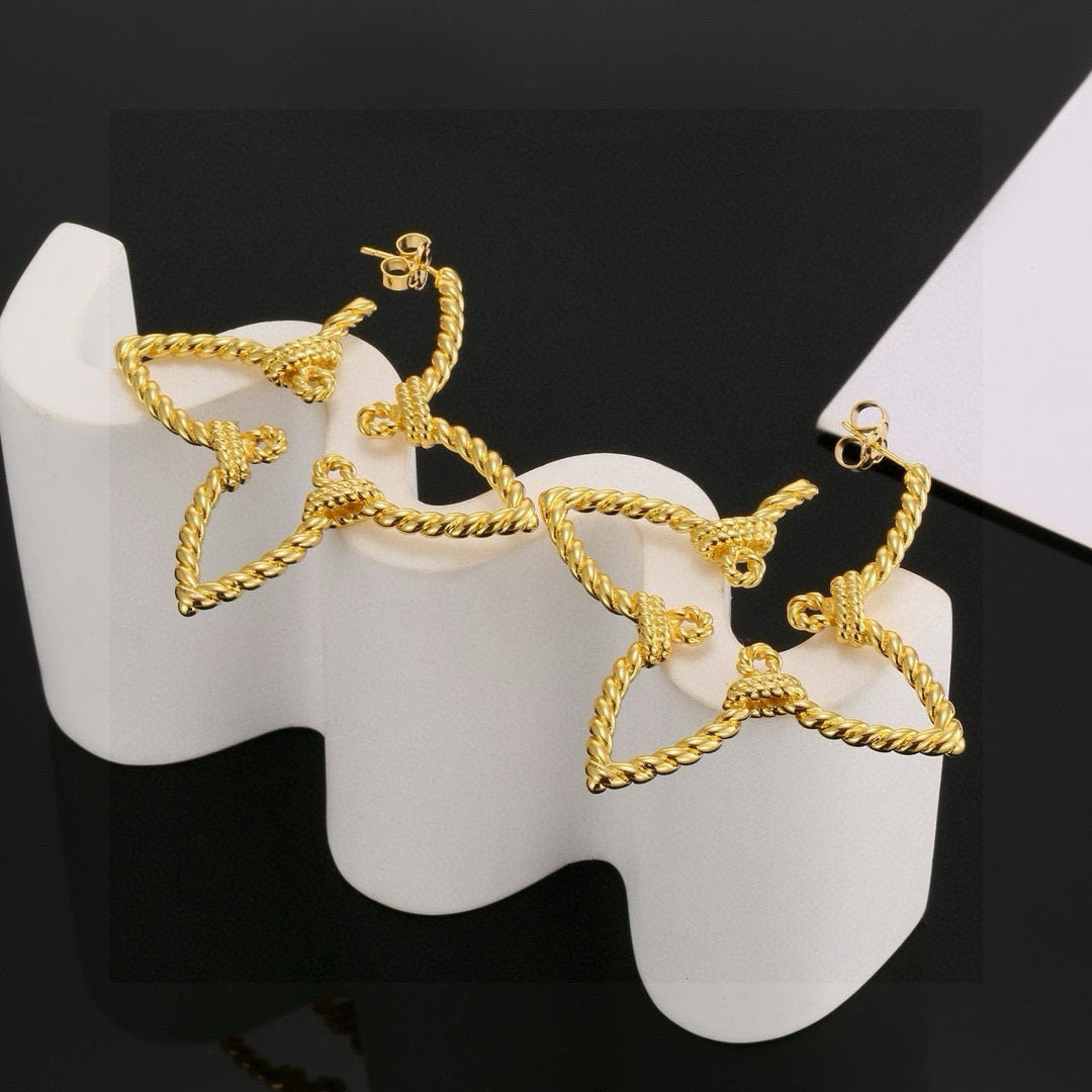 Clover Stud Earrings in Polished Metal-Tone – Clover Detail front product view