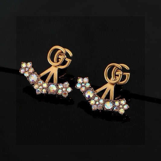 Double-G Emblem Stud Earrings in Gold-Tone – Design 004 main product view