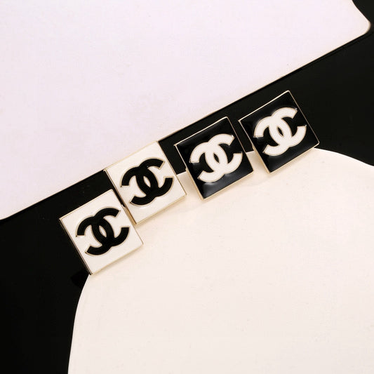 Double-C Emblem Stud Earrings in Gold-Tone – Design 003 main product view
