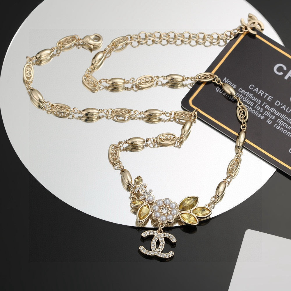 Camellia Pendant Necklace in Gold-Tone – Camellia Detail main product view