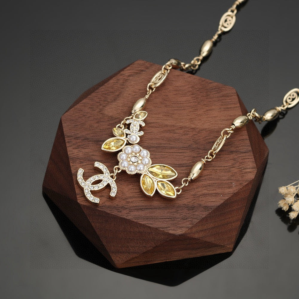Camellia Pendant Necklace in Gold-Tone – Camellia Detail styled product view