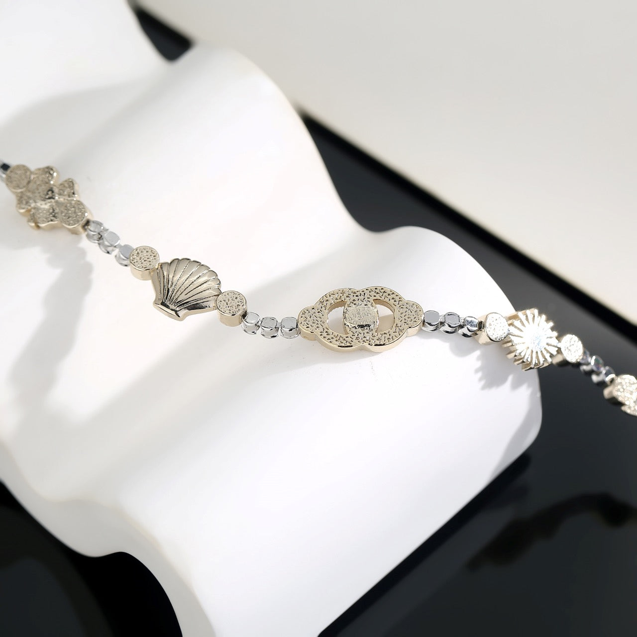 Double-C Emblem Pearl-Detail Pendant Necklace – Pearl Detail main product view