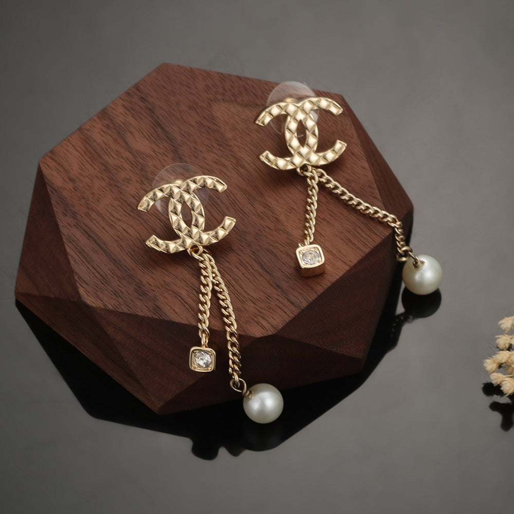 Signature Emblem Stud Earrings in Silver-Tone – Design 002 styled product view