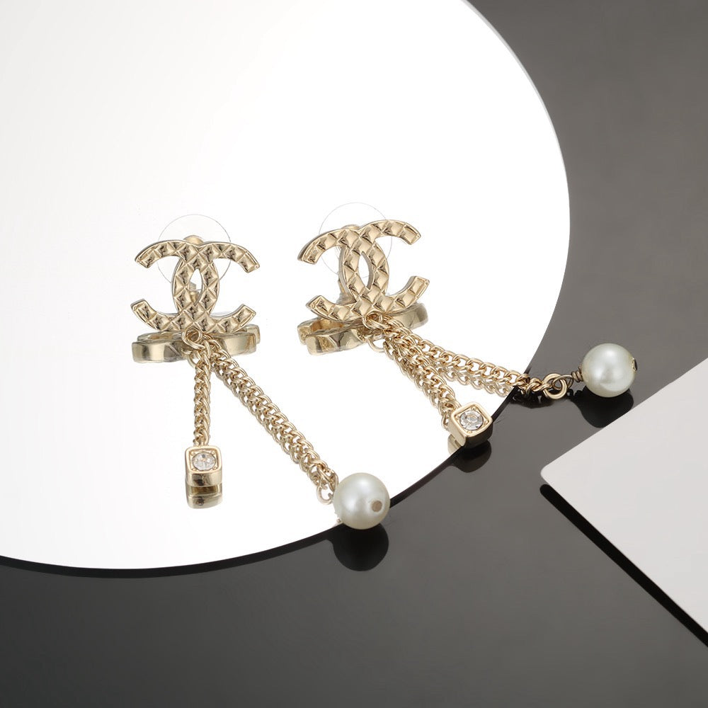 Signature Emblem Stud Earrings in Silver-Tone – Design 001 front product view