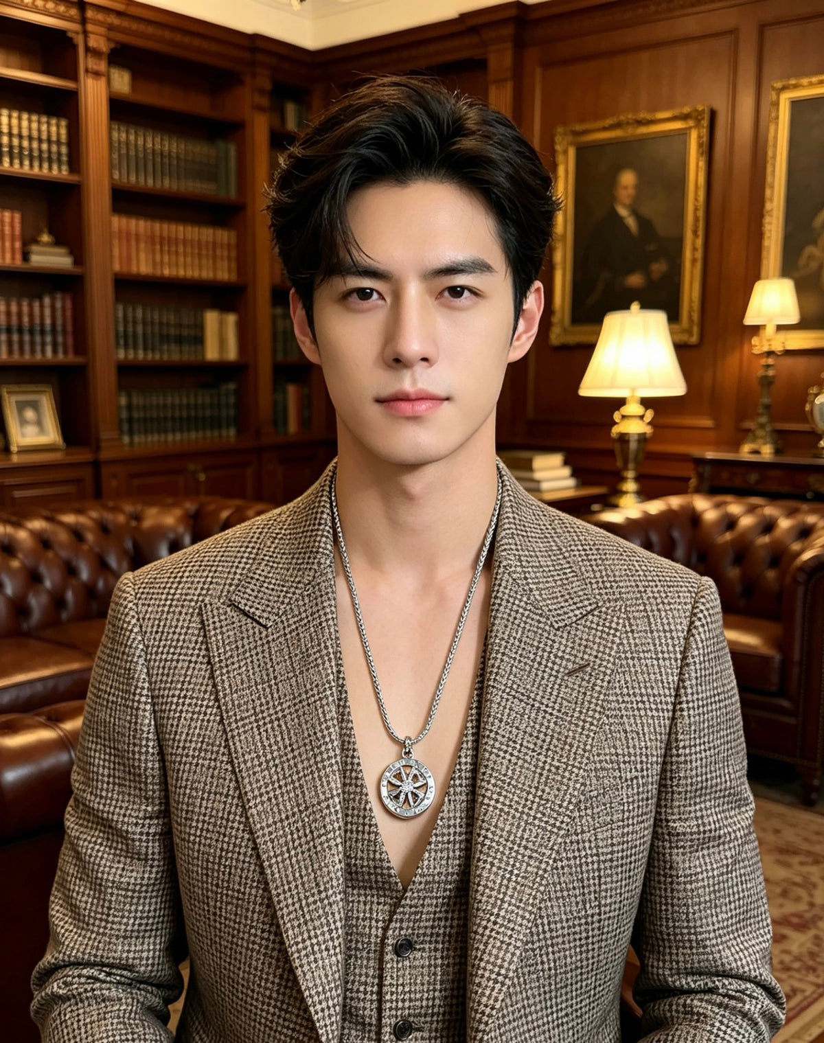 Geometric Emblem Statement Ring in Polished Metal-Tone – Design 004 detail view