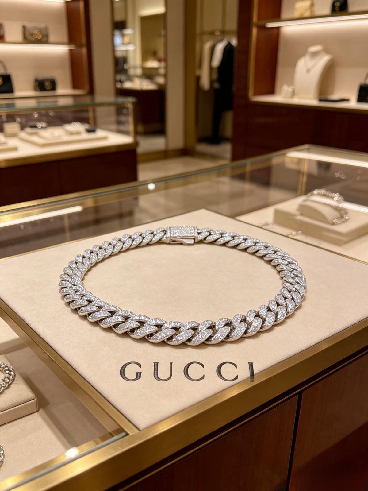Double-G Emblem Pendant Necklace in Polished Metal-Tone – Design 013 detail view