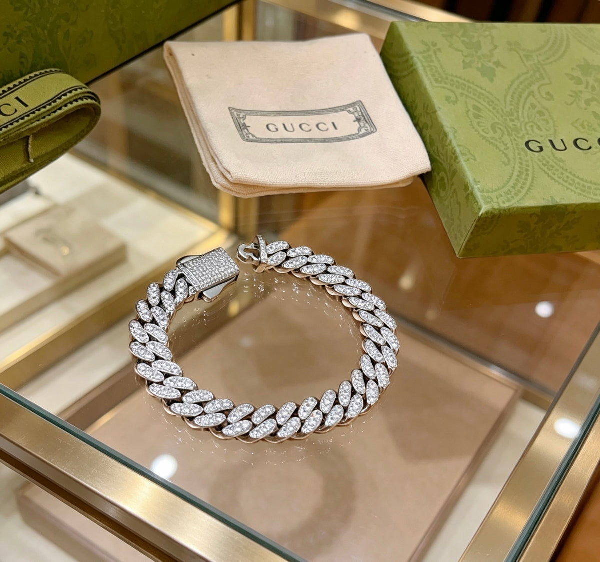 Geometric Emblem Bracelet in Polished Metal-Tone – Design 006 front product view