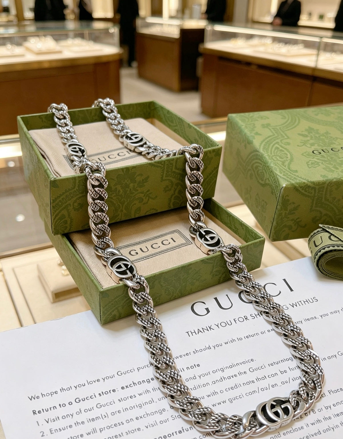 Double-G Emblem Pendant Necklace in Polished Metal-Tone – Design 010 front product view
