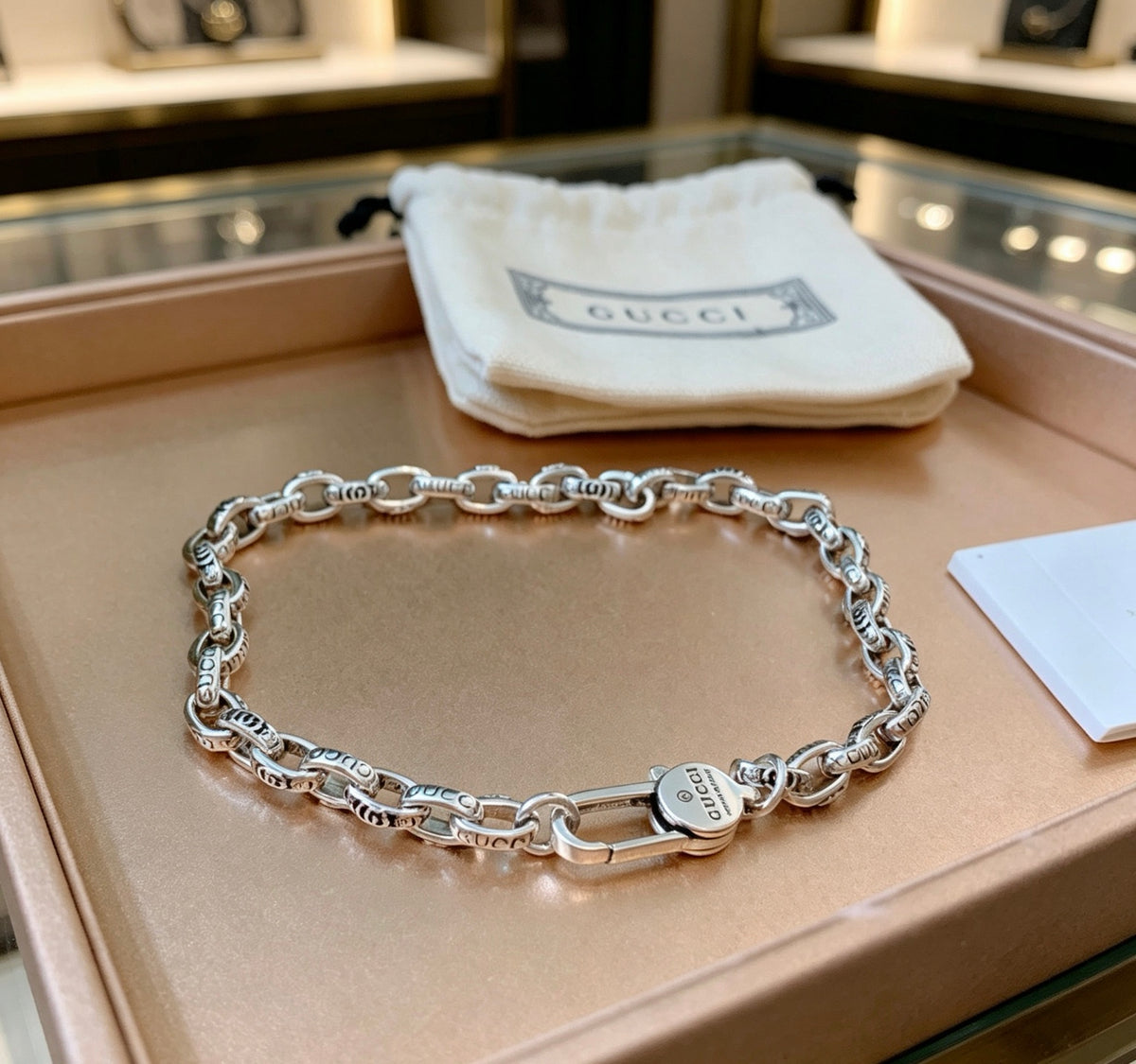 Double-G Emblem Bracelet in Polished Metal-Tone – Design 002 front product view