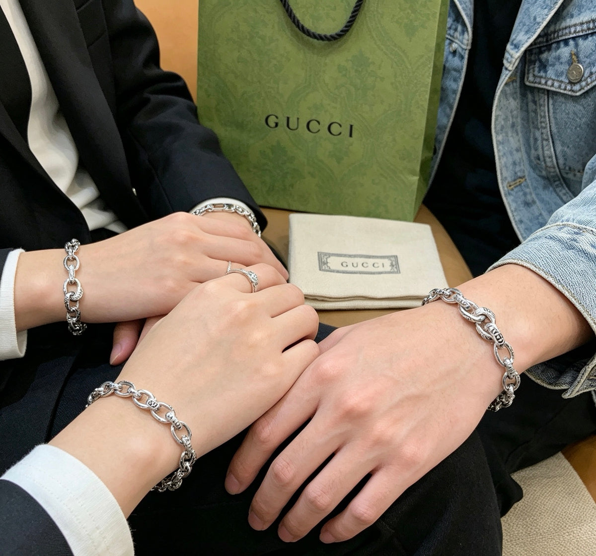 Double-G Emblem Bracelet in Polished Metal-Tone – Design 002 styled product view