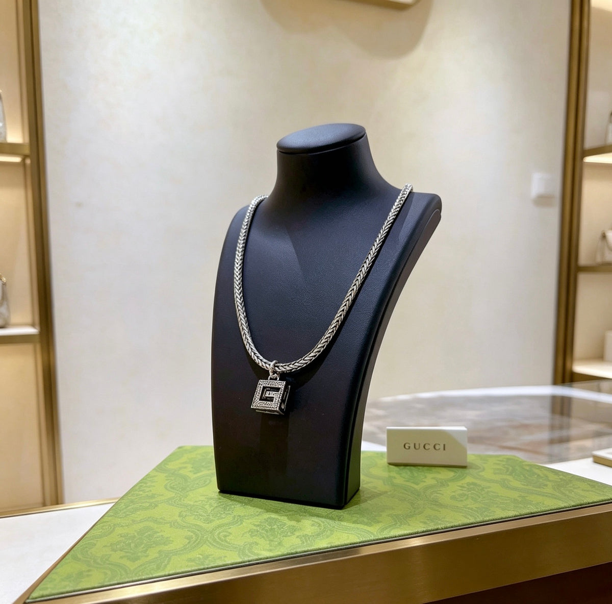 Double-G Emblem Pendant Necklace in Gold-Tone – Design 001 front product view