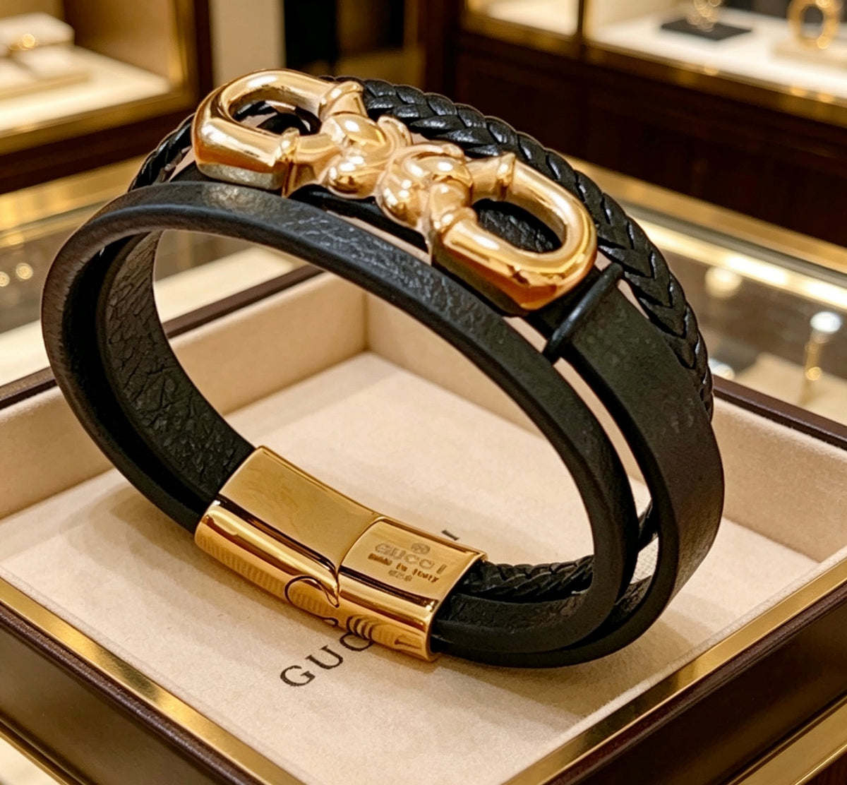 Double-G Emblem Bangle in Silver-Tone – Vintage Detail – Design 002 main product view