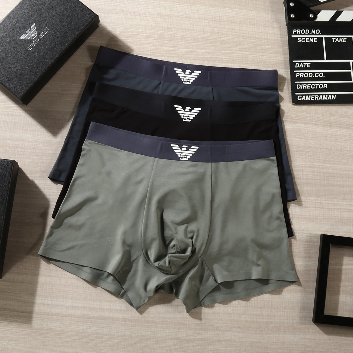Armani Eagle Details Men's Boxer Briefs - 3-Piece Box