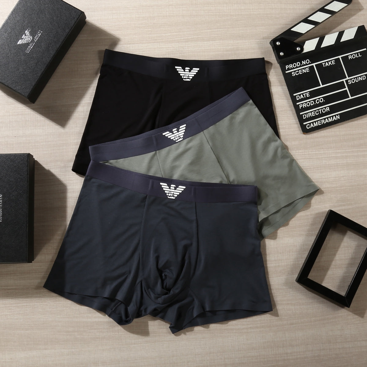 Armani Logo Waistbands Men's Boxer Briefs - 3-Piece Box