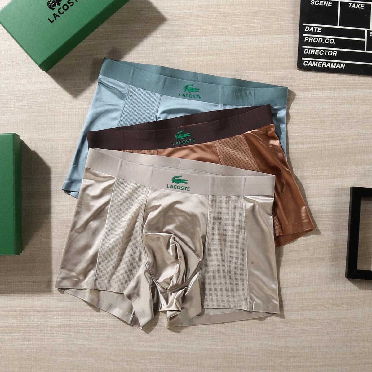 Lacoste Small Crocodile Details Men's Boxer Briefs - 3-Piece Box