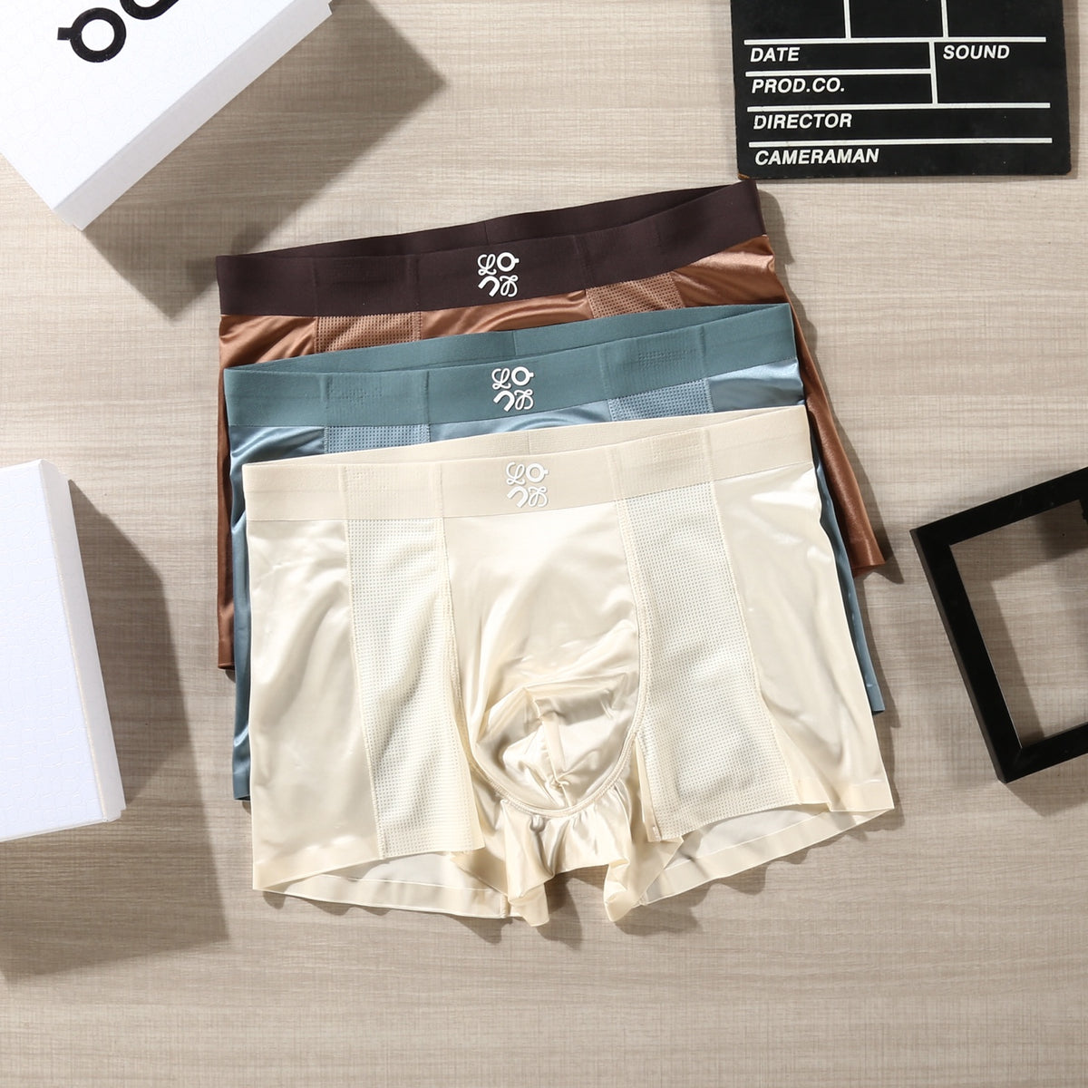 On Contrast Emblem Waistbands Men's Boxer Briefs - 3-Piece Box