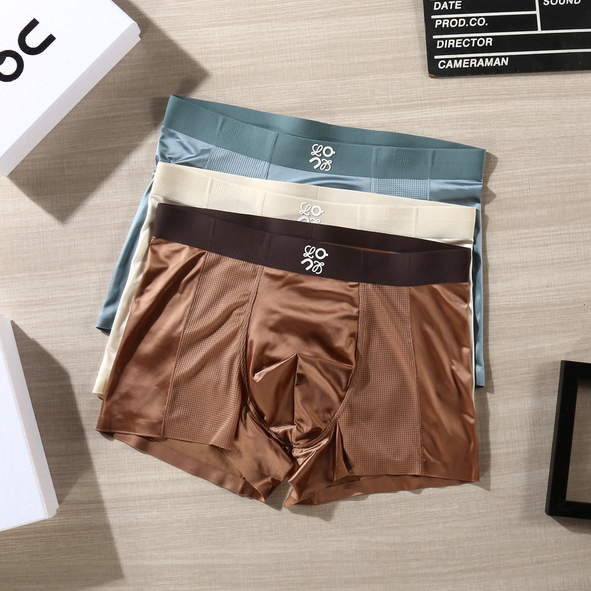 On Contrast Emblem Waistbands Men's Boxer Briefs - 3-Piece Box