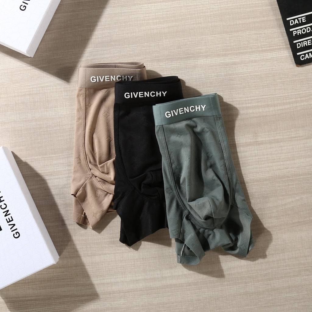 Givenchy Clean Logo Waistbands Men's Boxer Briefs - 3-Piece Box
