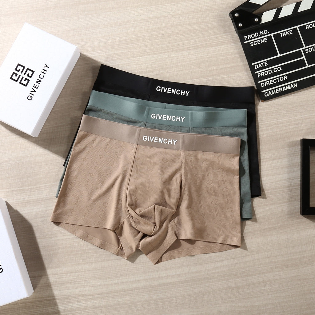 Givenchy Clean Logo Waistbands Men's Boxer Briefs - 3-Piece Box