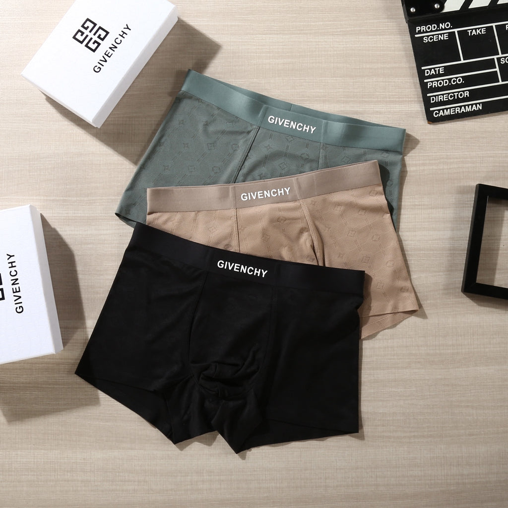 Givenchy Clean Logo Waistbands Men's Boxer Briefs - 3-Piece Box