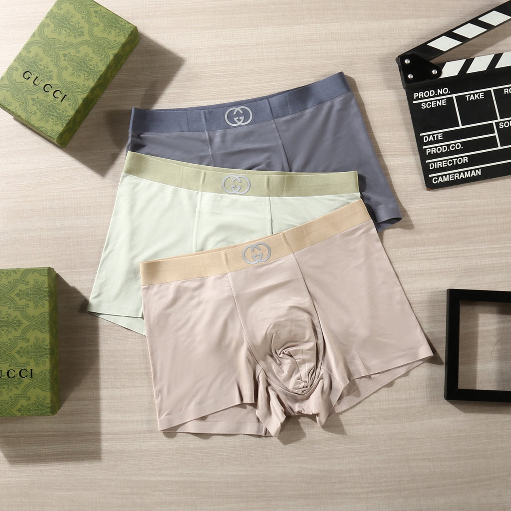 Gucci Contrast Logo Waistbands Men's Boxer Briefs - 3-Piece Box