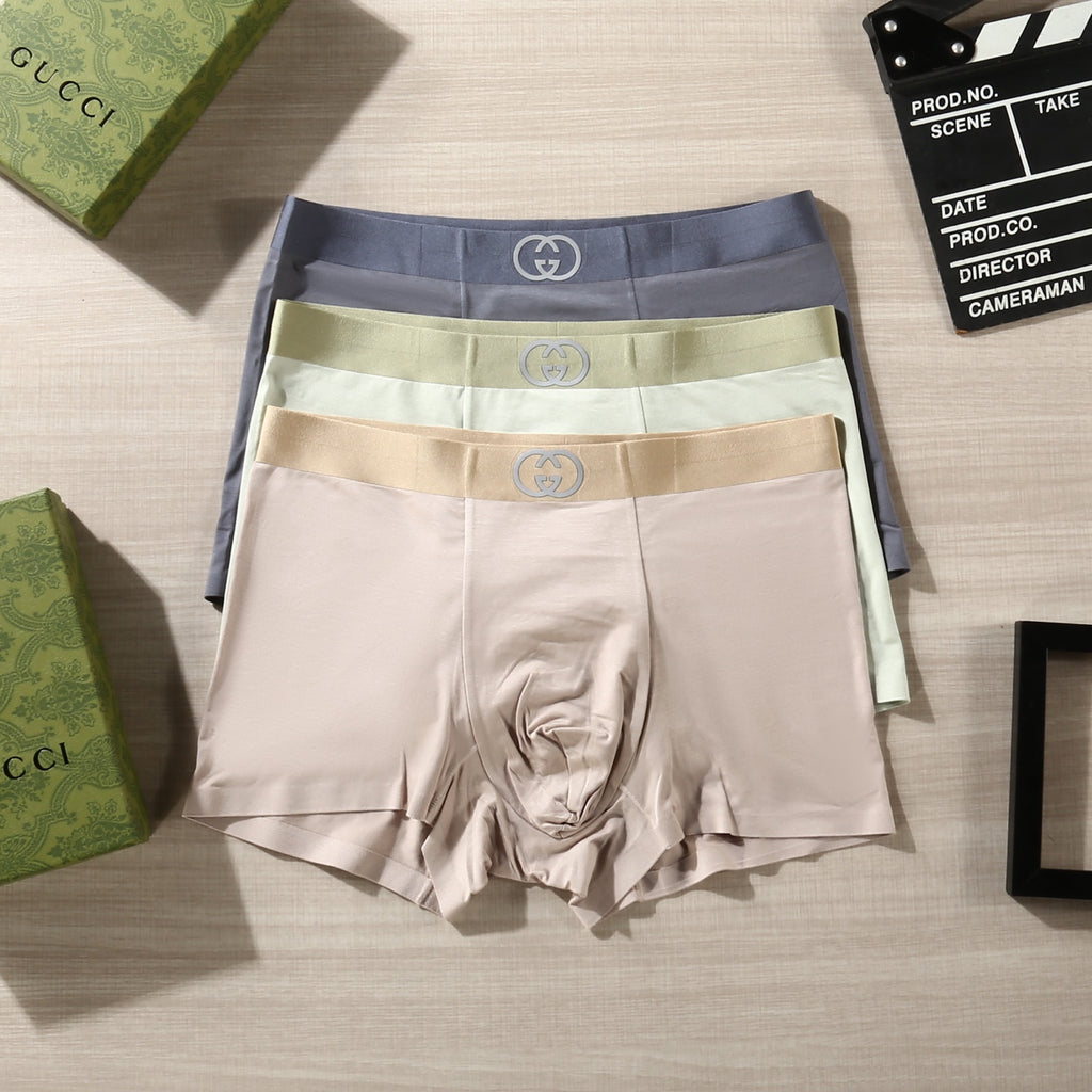 Gucci Contrast Logo Waistbands Men's Boxer Briefs - 3-Piece Box
