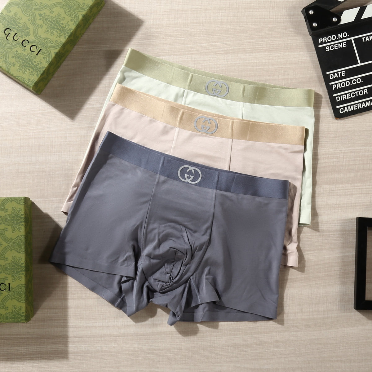 Gucci Contrast Logo Waistbands Men's Boxer Briefs - 3-Piece Box