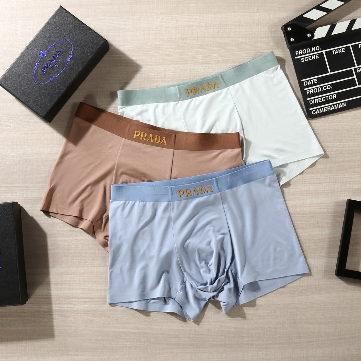 Prada Contrast Logo Waistbands Men's Boxer Briefs - 3-Piece Box