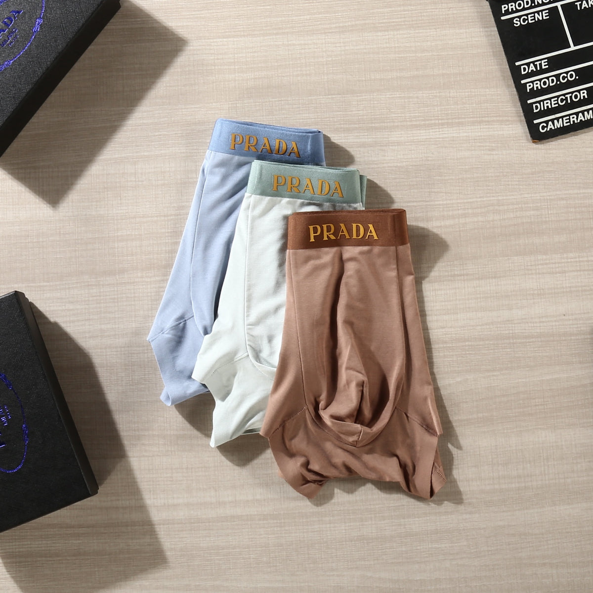 Prada Contrast Logo Waistbands Men's Boxer Briefs - 3-Piece Box