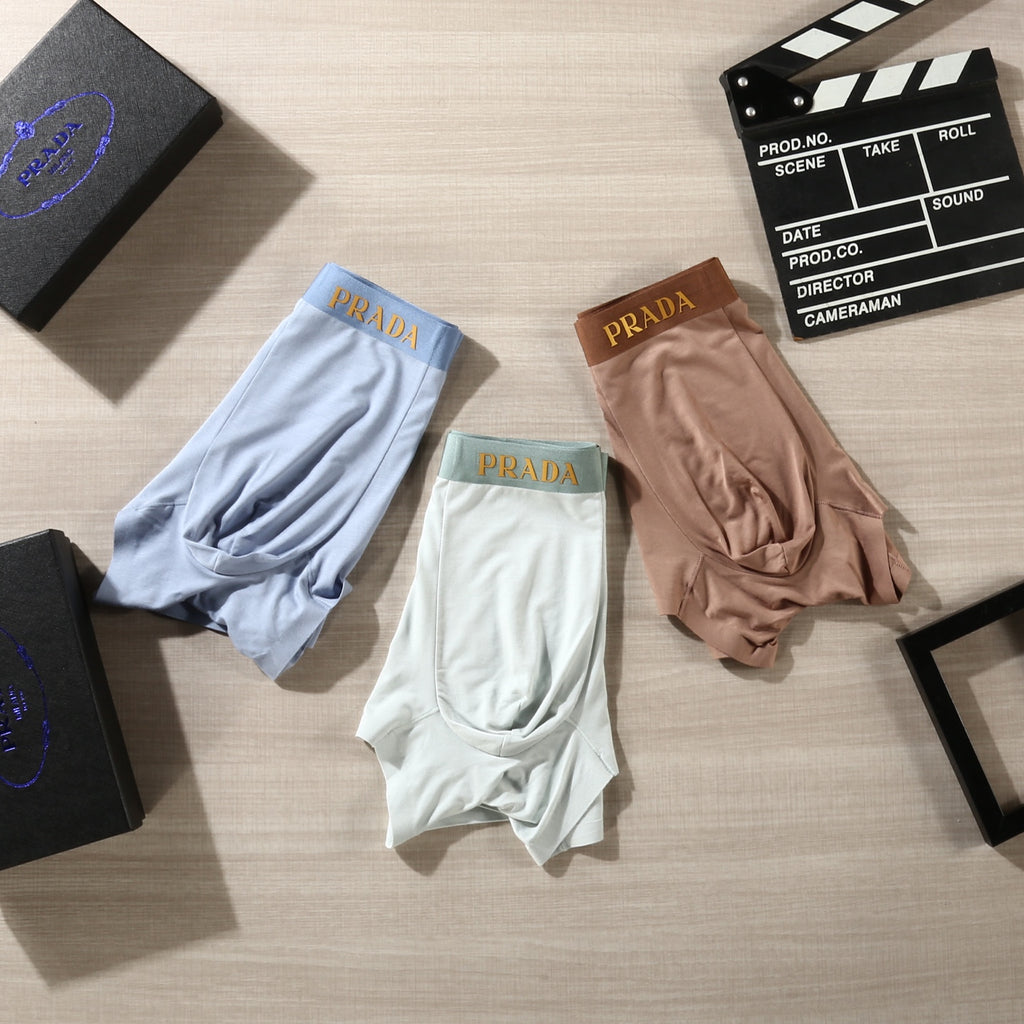 Prada Contrast Logo Waistbands Men's Boxer Briefs - 3-Piece Box