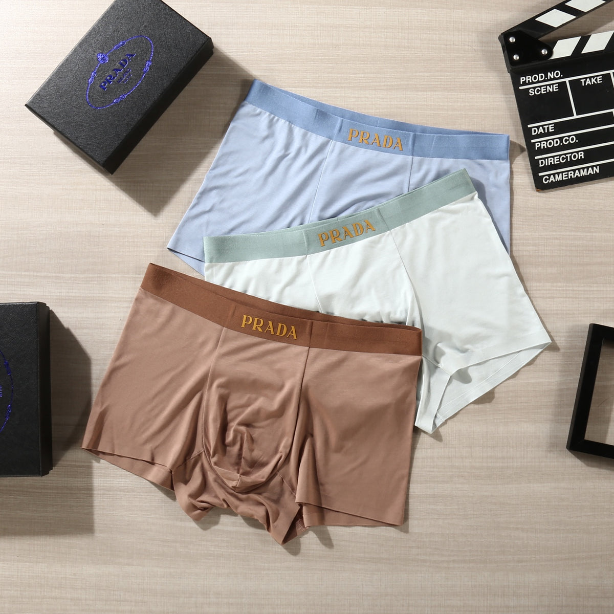 Prada Contrast Logo Waistbands Men's Boxer Briefs - 3-Piece Box