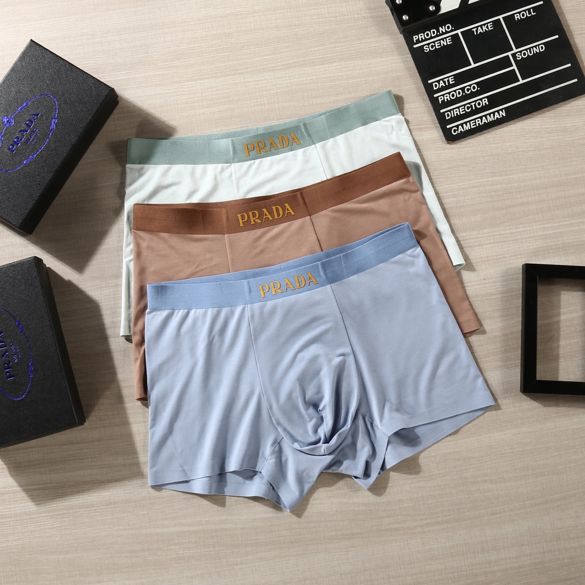Prada Contrast Logo Waistbands Men's Boxer Briefs - 3-Piece Box