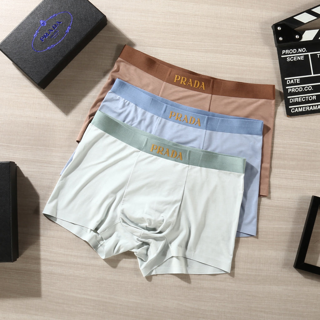 Prada Contrast Logo Waistbands Men's Boxer Briefs - 3-Piece Box
